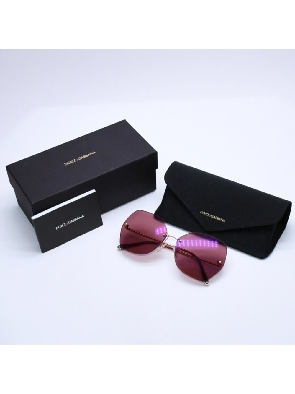 Dolce & Gabbana Sunglasses Pink Lens Gold Temple Eyewear